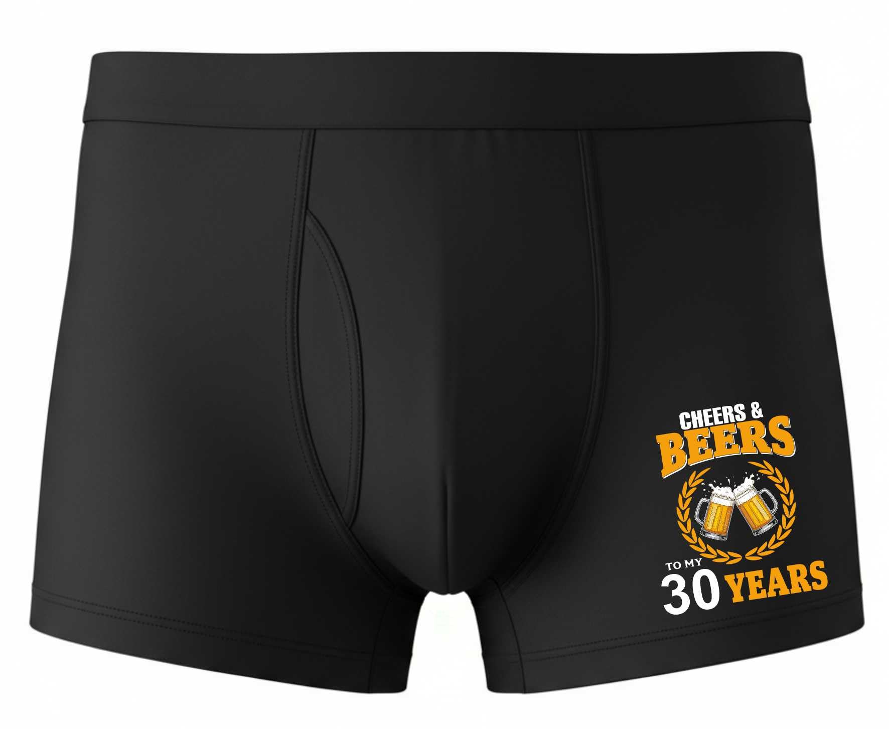 Print4u Men's Black Supersoft Bamboo Boxer Shorts Fun Gift 30Th Birthday Cheers And Beers Large