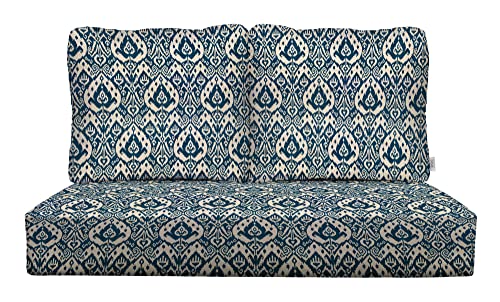 RSH DECOR: Deep Seating Loveseat Cushion Set | 46” x 26” Loveseat | All-Weather Spun Fabric | Outdoor Foam Settee and Pillow Back Cushions for Patio Furniture | Ashmore Marine