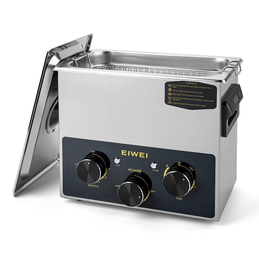3L Ultrasonic Cleaner Professional Power-Adjustable Knob Jewelry Cleaning Machine with Heater Timer for Carburetor, Jewelry, Glasses, Dentures, Circuit Boards, Automotive Parts