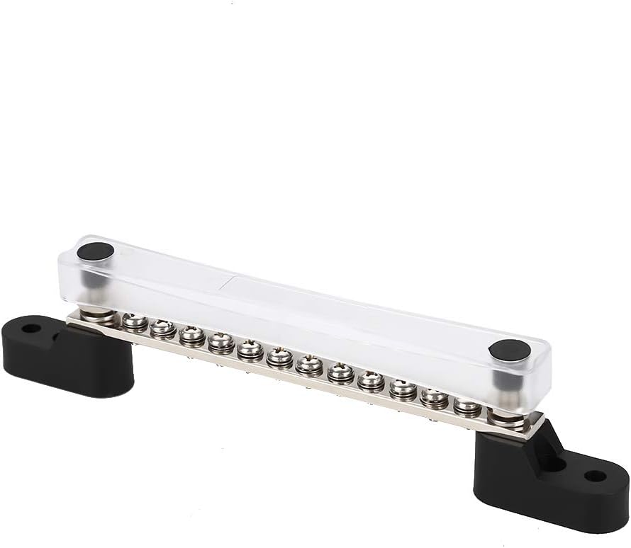12 Positions Bus Bar Electric Terminal Junction Block 100Amp 12V to 48V Buss Bar Stud Terminal Positions Bus Bar for Automotive Marine, Natudecoodc5p7yfmw