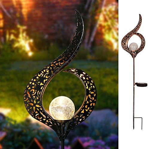 Homeimpro Garden Solar Lights Outdoor, Crackle Glass Globe Stake Lights,Waterproof LED Lights for Garden,Lawn,Patio or Courtyard (Flower.)
