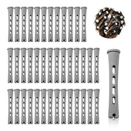Honicemar 40 Pcs Rodillos Permanentes, Rulos Para Permanente Para Cabello Largo y Corto, Barras de Permanente Mediano Tamaño de 0,59 Pulgadas, Varillas Permanentes DIY Para Peinados Naturales