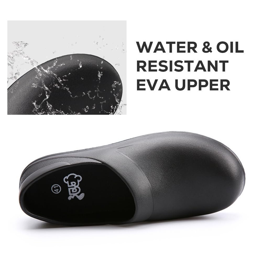 Rojeam Chef Shoes Men Lightweight Kitchen Shoes Women Work Shoes Waterproof Garden Hospital Restaurant Food Service Shoes Black 6.5 US