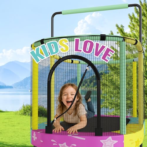 image for Lamerge Kids Trampoline, ASTM-Certified with Safety Enclosure Net, Ell