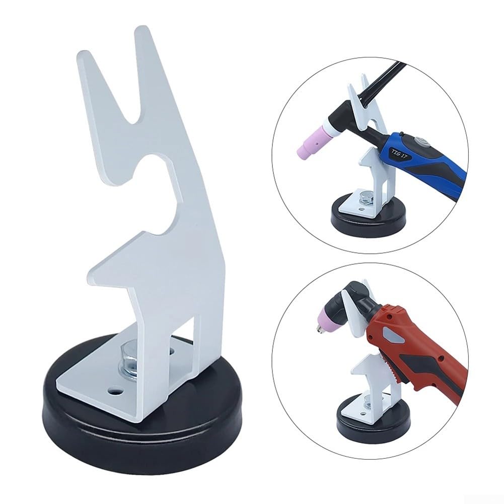 TIG - Supporto magnetico per torce di saldatura, base in acciaio al carbonio, adatto per TIG MIG Plasma, diametro 84 mm, altezza 160 mm, bianco