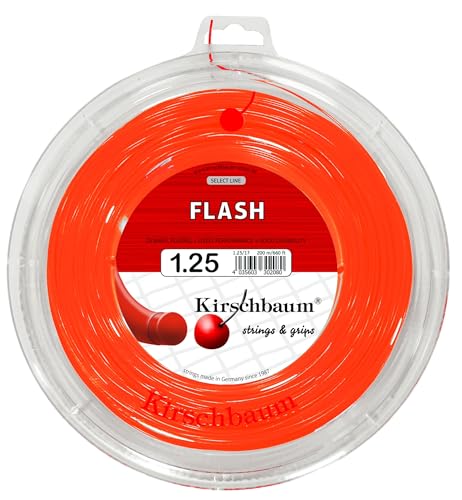 Cordage Kirschbaum Flash 1,25 mm orange de 200 m alliant contrôle de balle et haute durabilité