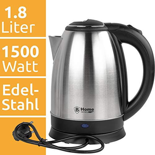 Elektrischer Wasserkocher Edelstahl 1.8 Liter 1500 Watt Schnellwasserkocher Teekocher 360° Basisstation Auto-Abschaltung… – Bild 3
