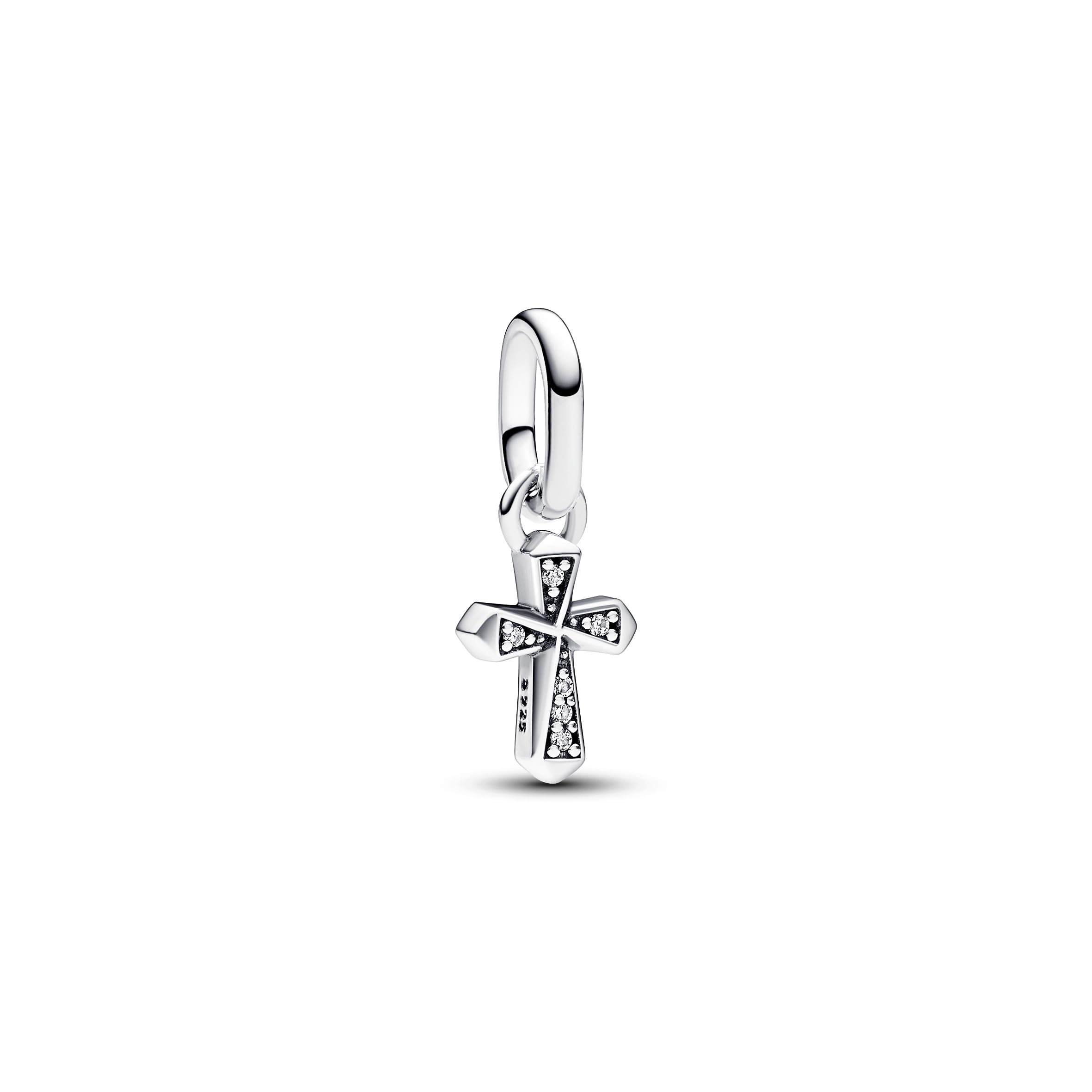 PANDORA ME Mini ciondolo a forma di croce in argento Sterling con zirconia cubica trasparente
