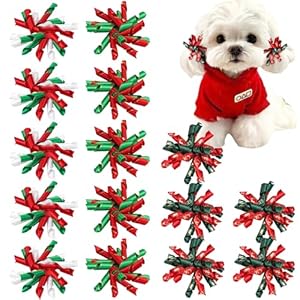 Yxiang Christmas Dog Bows, 15PCS Curly...