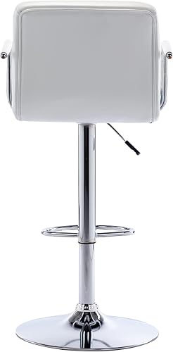 Miniatura 31 de Vogue Furniture Direct Moderno taburete de bar cuadrado de piel sintética, taburete de bar giratorio ajustable con respaldo y brazos, silla de