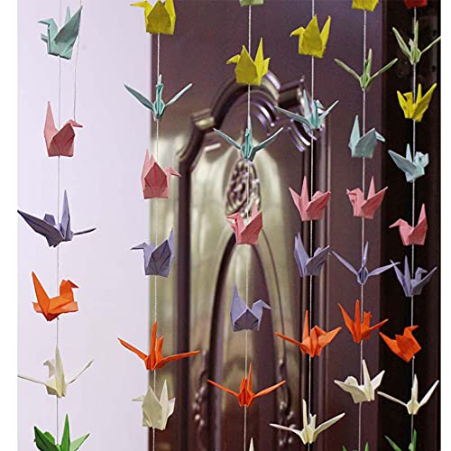 Image of Colorful Paper Crane Hanging Garlands (3stringsX 5.2ft), Origami Birds Streamers for Bridal Shower, Baby Shower Birthday Party Supplies