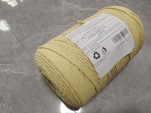 GOHOF Premium Cotton Macrame Rope, 3mm x 450m, 4 Strand Twisted, Soft Cotton Cord, Light Yellow, 3MM ×450M - Image 3