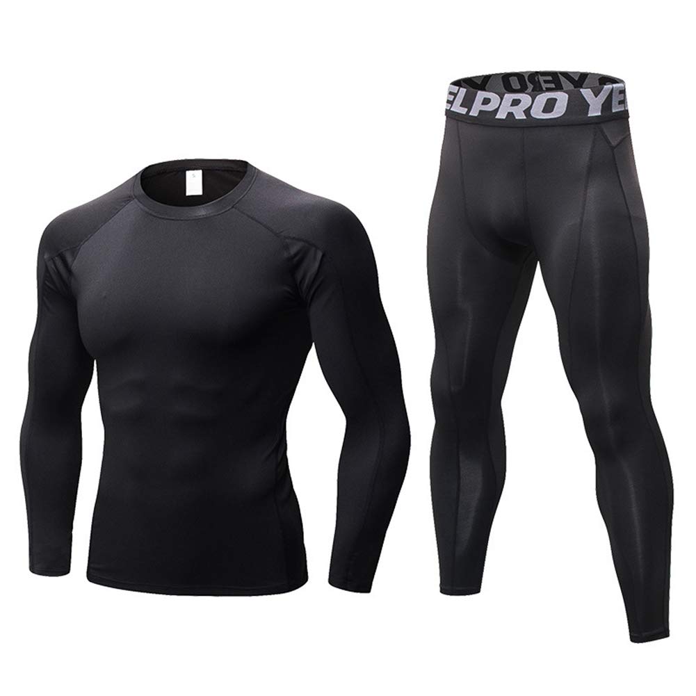 Conjunto Térmico Masculino Minghe - 2 Peças, Compressão E Secagem Rápida, Preto Tamanho GG