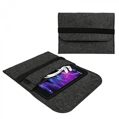 ROYALZ Tasche für Lenovo Tab E7 Hülle Schutztasche Hülle Cover Sleeve Filz, Farbe:Dunkelgrau
