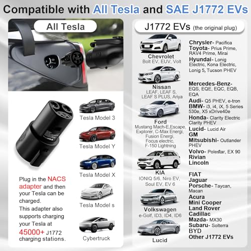SubSun Universal Portable Level 2 EV Charger 32Amp 240V Electric Car Charger for All North American EVs Includes J1772 and Tesla, 25FT EV Charging Cable with NEMA 14-50 Plug (with Tesla Adapter) - Thumbnail 4