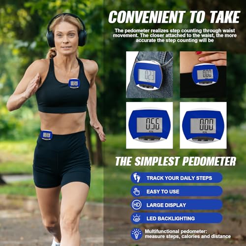 image for Weewooday 16 Pcs Pedometer for Walking Steps and Miles Simple Step Cou