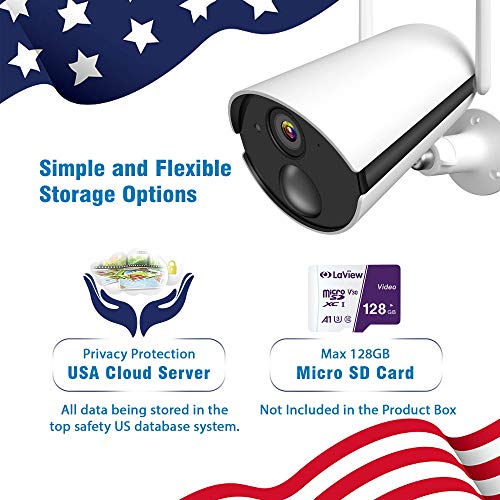 Laview Outdoor Security Camera,Rechargeable Battery Powered Camera 14400Mah,Home Security Camera 1080P,Wifi Camera Waterproof With Night Vision,Motion Detection,2-Way Audio,Usa Cloud Storage/Sd Slot #TOP2