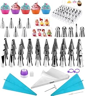 Piping Nozzles Set Russian Piping Tips, Stainless Steel Nozzles, Baking Accessories, Cake Decoration, Silicone Piping Bags, Cupcake Moulds, Ideal for Professional Baking Pastries