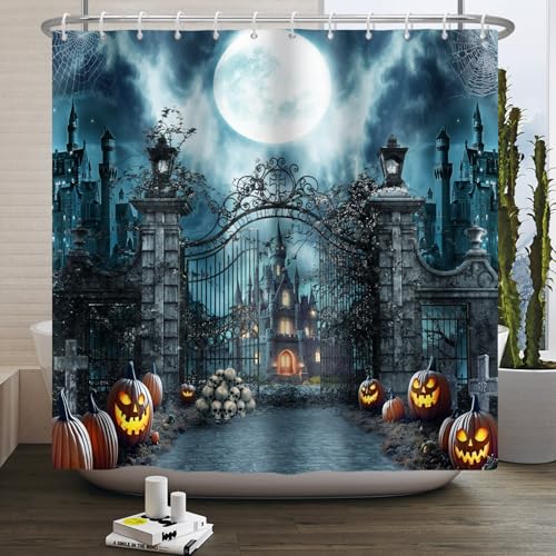 NAEMBCU Halloween Shower Curtain with Hooks 72x72 Inch by NAEMBCU - Used condition - US$10.22