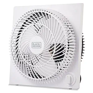 BLACK+DECKER BFB09W Quiet Frameless Mini Tabletop Box Fan, White, 9 in