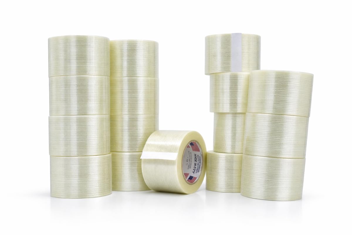 MAT Cinta de filamento reforzado de fibra de vidrio de grado alimenticio – 60 yardas Filamentos de 4 milímetros para correr en sentido largo