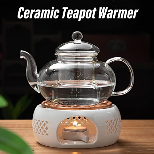 Teapot Warmer Ceramic, Tea Light Warmer, White Round Teapot Stove Heater Base With Spoon And Stove Mat, Porcelain Tealight Heater Tealight Heater Without Electricity For Glass #TOP7