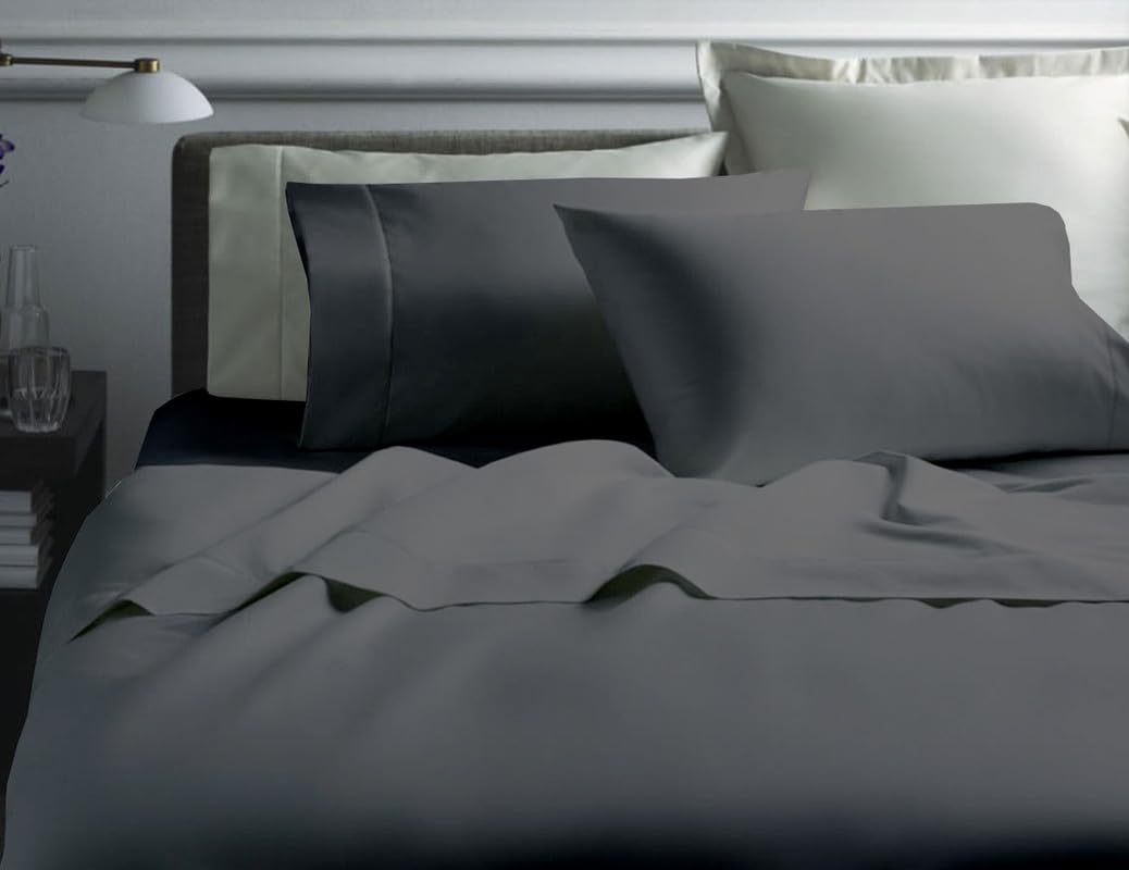 Egyptian Cotton Pillow Covers - Set of 2 Dark Grey -4
