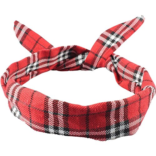 ABAV Drahthaarband modischer Stirnband versch. Farben 80 cm x 3 cm Tartan (Tartan Rot) Cover