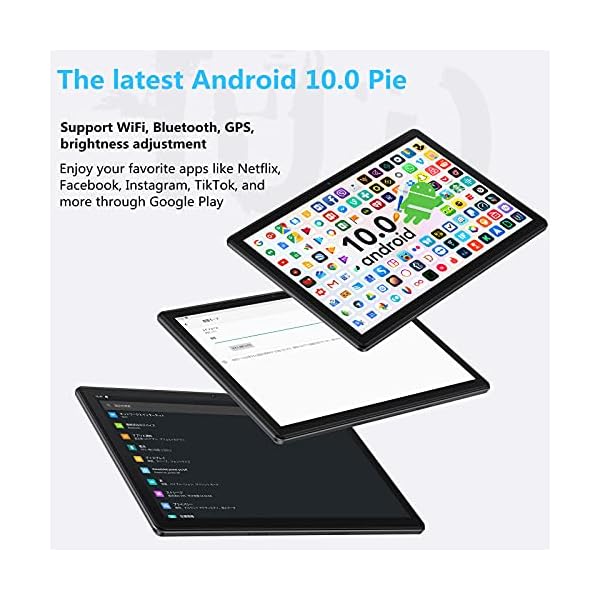 Tablet 10.1 inch - LNMBBS Octa-Core, Android10 Tablet, 4GBRAM,64GBROM, Google GMS Certified, 1.6GHz Processor, 128GB Expandable, Wi-Fi, Bluetooth, GPS, Metal Body - Gray