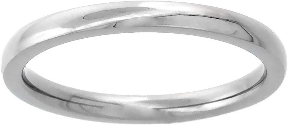 2mm Titanium Wedding Band Thumb Ring/Toe Ring Plain Thin Comfort-Fit High Polish Sizes 1-10