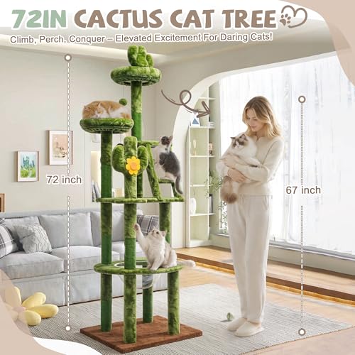 Rascador para gatos grande con forma de cactus de 72 pulgadas miniatura 2
