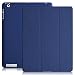 KHOMO - iPad 2 3 and 4 Generation Case - Dual Series - Super Slim Twill Dark Blue Cover with Rubberized Back and Smart Auto Wake Sleep Feature for Apple iPad 2, 3rd and 4th