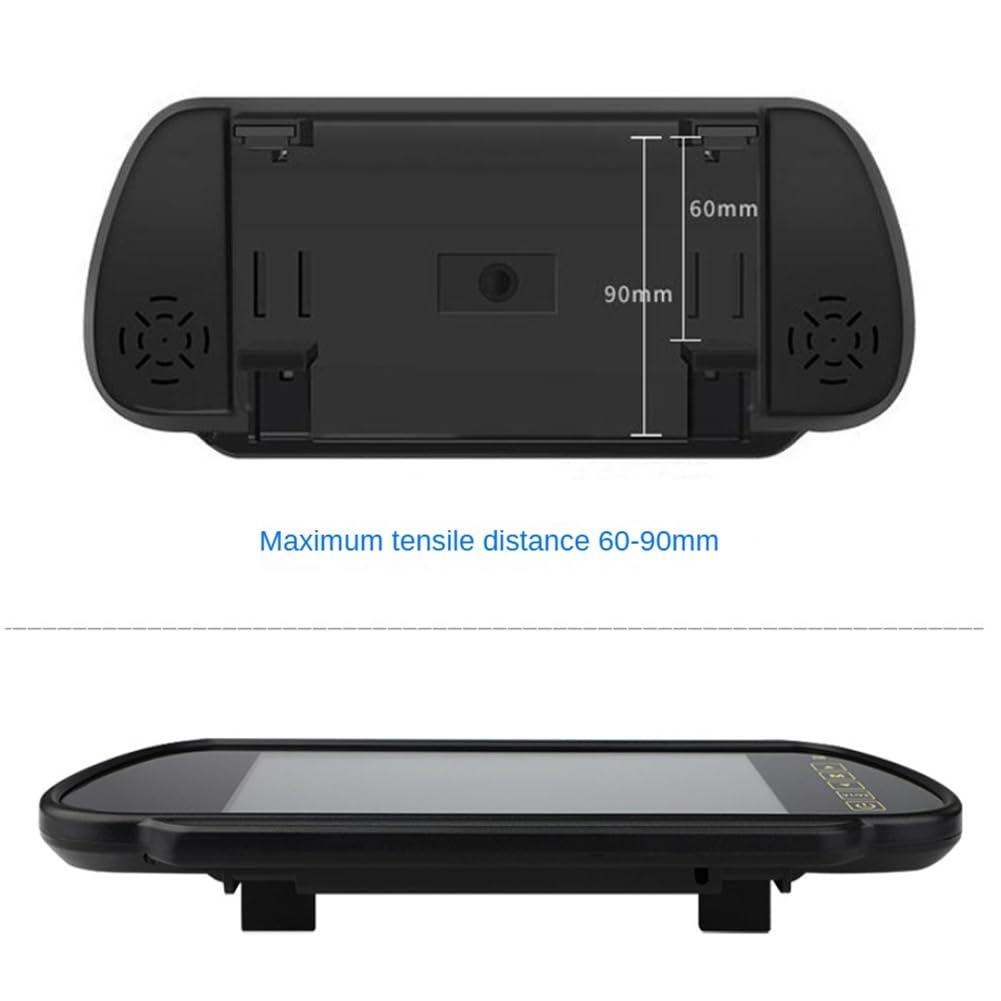 Monitor LCD per Auto da 7 Pollici con Specchietto Retrovisore, Schermo di Parcheggio, 2 Ingressi AV, Display Automatico per Assistenza Alla Telecamera Posteriore, Facile da Usare, Resistente