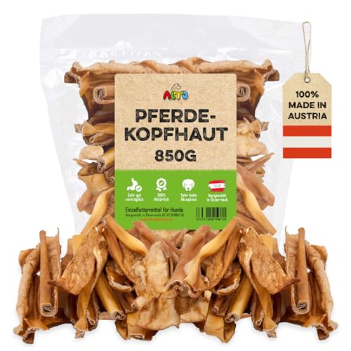 ALTO - Premium Pferdekopfhaut für Hunde - Hypoallergene Hunde Kauartikel - Hundeleckerli für Allergie beim Hund - Qualität aus Österreich - 850g