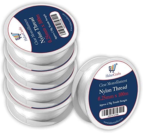 0.45mm Clear Nylon Thread Invisible String Non Stretch Clear Fishing Wire Transparent Plastic Sewing Thread For Hanging Decorations Craft Party Balloon Arch Beading & Jewellery Making - Approx Tensile Strength 9kg (0.45mm x 100m - 1 Spool)