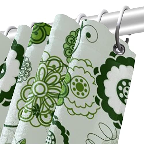 Rideau de douche floral vert 182x182 cm sans odeur pour baignoire