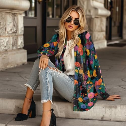 Image of Women's Open Front Cardigan Long Sleeve Loose Sweater Lightweight Soft Cardigan Jackets