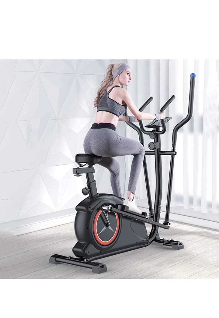 Sportec Elliptical Machine with height, width, and length dimensions indicated.
