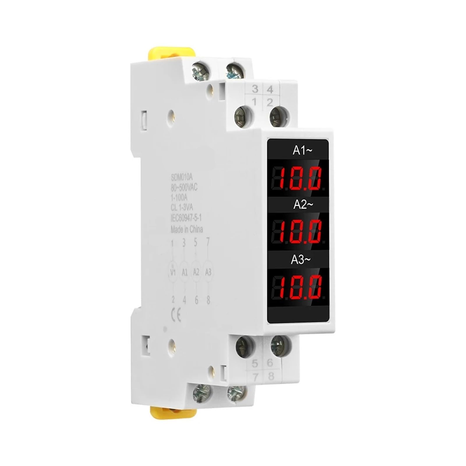 Ampèremètre triphasé LED pour tableau électrique avec affichage digital 100A