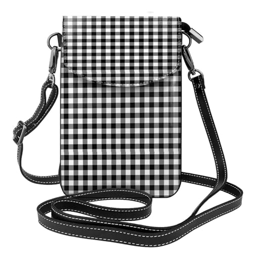 Sacoche téléphone femme à carreaux noirs et blancs : finis les oublis de cartes de crédit