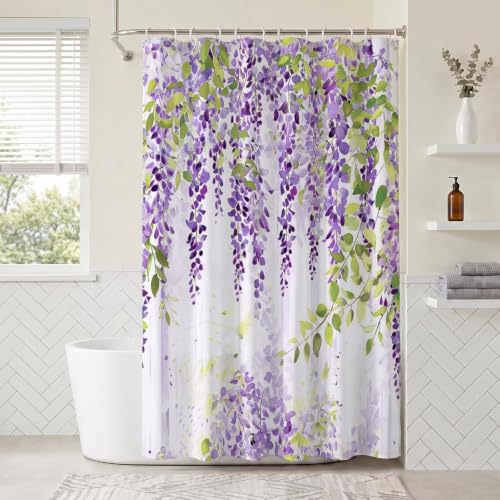 Rideau de douche violet imperméable pour éviter les éclaboussures