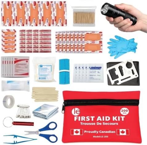 LEAL ENTERPRISE 200-Piece First Aid Kit, Survival kit, Water-Resistant Nylon, Compact, for Camping Hiking Sports,Work, Home, Car Emergency Preparedness, with Multi-Tool Knife Survival Tools