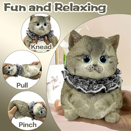 Image of Big Hand Painted Cat Squishy Toys,Large Cute Ultra Soft Kitty Squeeze Fidget Toys for Stress Relief ,Kawaii Squishies Sticky Animal Toys for Adults Kids,Decompression Sensory Balls Toys (PZHB)