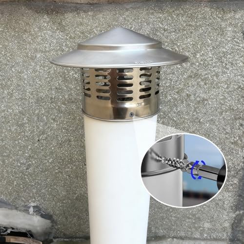 304 Stainless Steel Cone Top Chimney Cap - Rain Cover for Stovepipe & Fireplace Exhaust, Fits 1.6" to 7.9" Ducts, Ideal for Kitchen & Bathroom Ventilation (3.0")