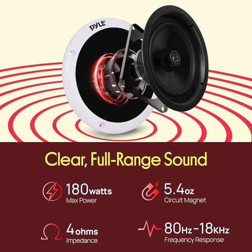 Image of Pyle Marine Speakers,5.25 Inch 2 Way Waterproof and Weather Resistant Outdoor Audio Stereo Sound System with LED Lights,180 Watt Power and Low Profile Slim Style - 1 Pair - PLMRS53WL, 2 (Pack of 10)