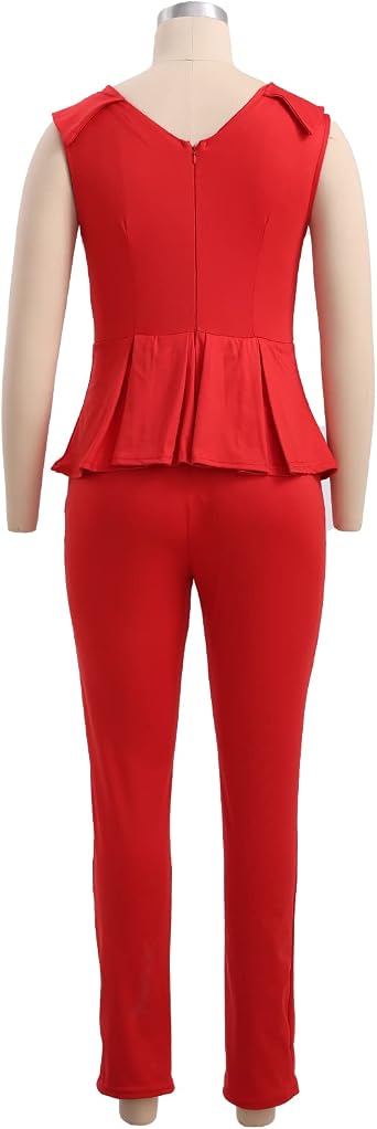 Amazon.com: Salimdy Elegante juego de 2 piezas para mujer, sin mangas, con  dobladillo con volantes, blusa superior con pantalones lápiz : Ropa,  Zapatos y Joyería