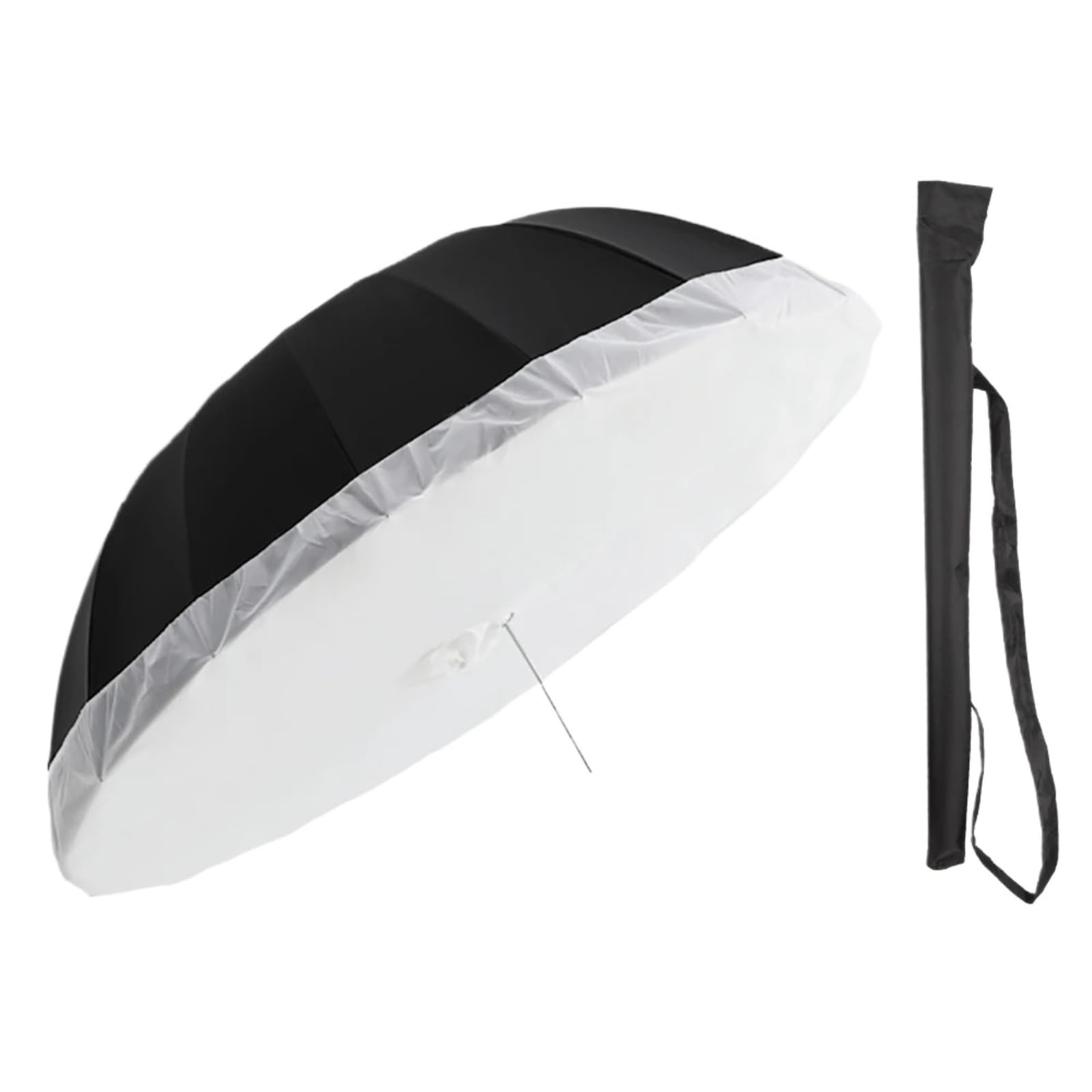 Compatible for Studio Lighting 70Inch 178cm Reflective Umbrella Black White Silver with Large Diffuser Cover(178cm Black Silver)