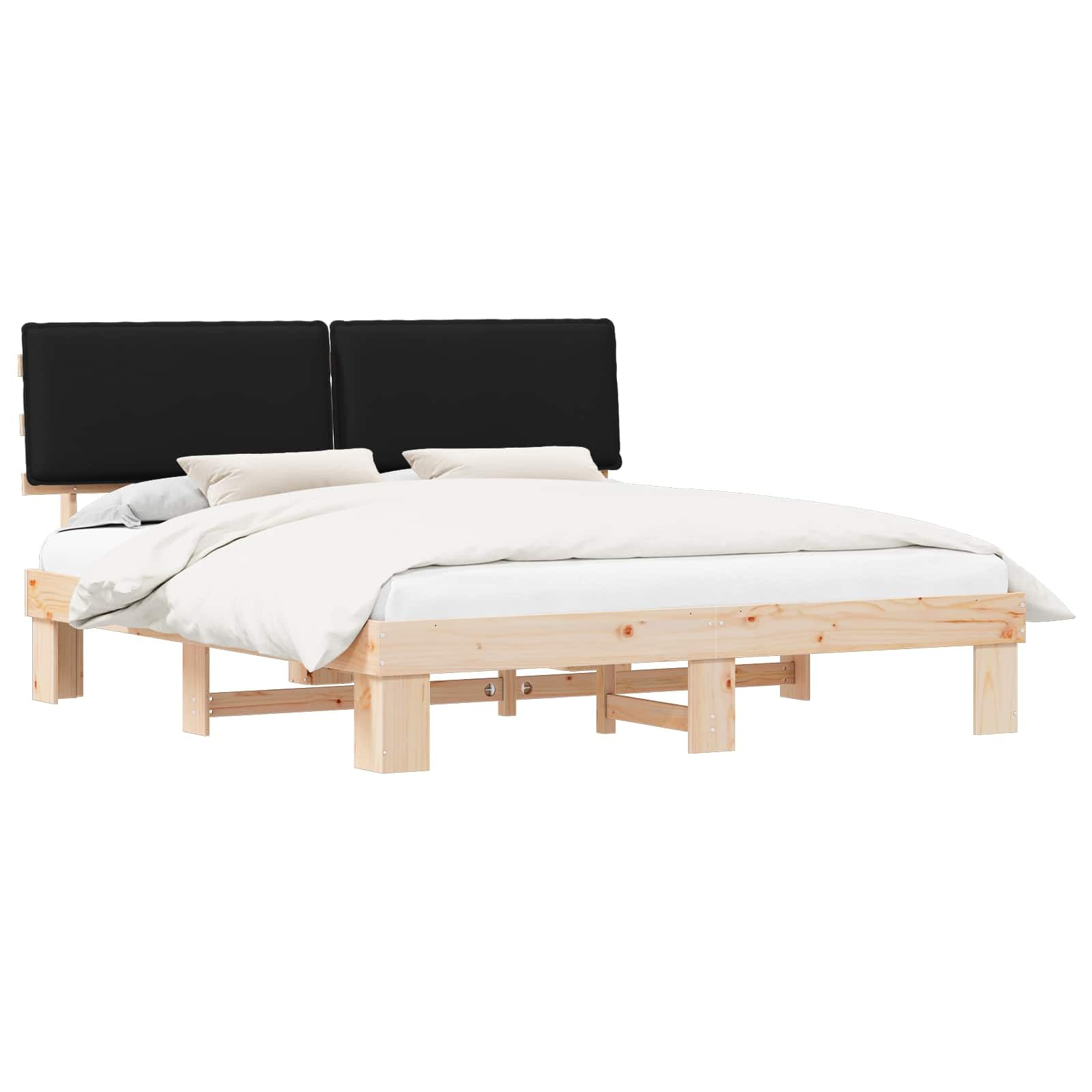 Z litego drewna sosnowego tapicerowane pianką Czarny 200 x 200 cm