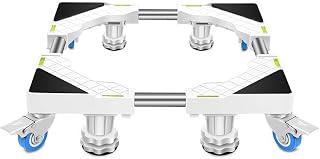 Base de suporte para máquina de lavar Carrinho de geladeira e freezer ajustável Carrinho de geladeira com base de máquina de lavar móvel com 4 rodas giratórias de travamento Rodas