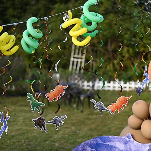 Redemoinho para pendurar em aquarela de dinossauro – 24 peças de decorações de festa de dinossauros